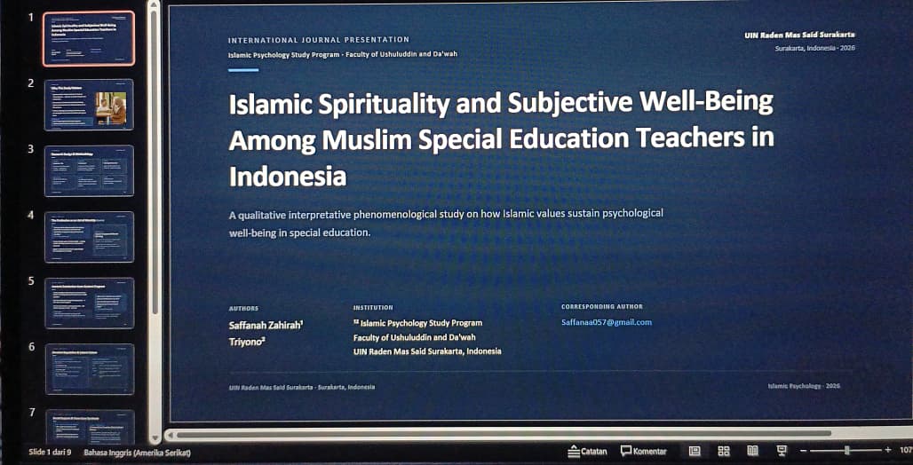 Kolaborasi Mahasiswa dan Dosen Psikologi Islam UIN Surakarta Raih Best Paper ICIP 2026