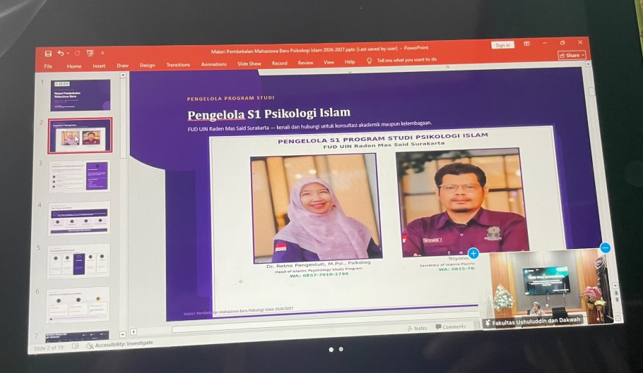 Prodi Psikologi Islam Sapa Orang Tua/Wali Mahasiswa Baru Angkatan 2026 dalam Pertemuan Virtual Bersama Fakultas