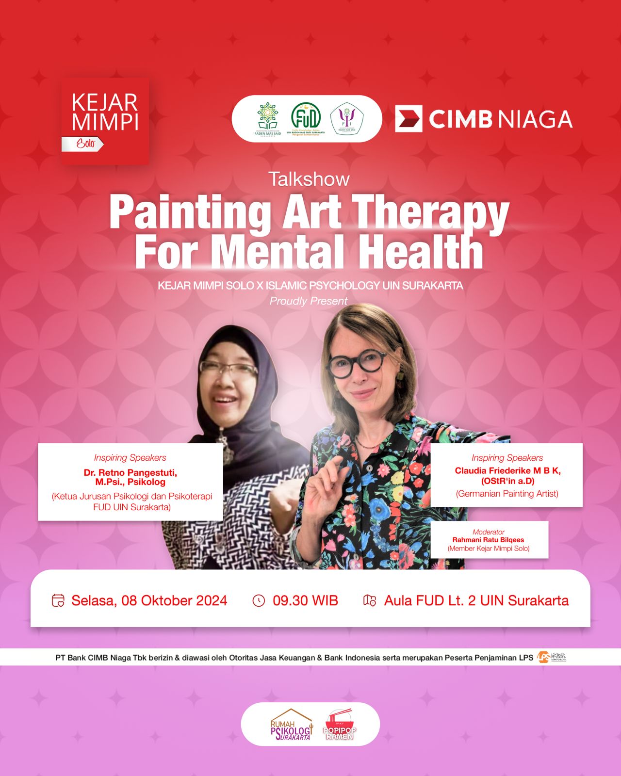 Sambut Hari Kesehatan Mental, Prodi Psikologi Islam gelar Talkshow “Painting Art Hobby as Psychological Therapy”